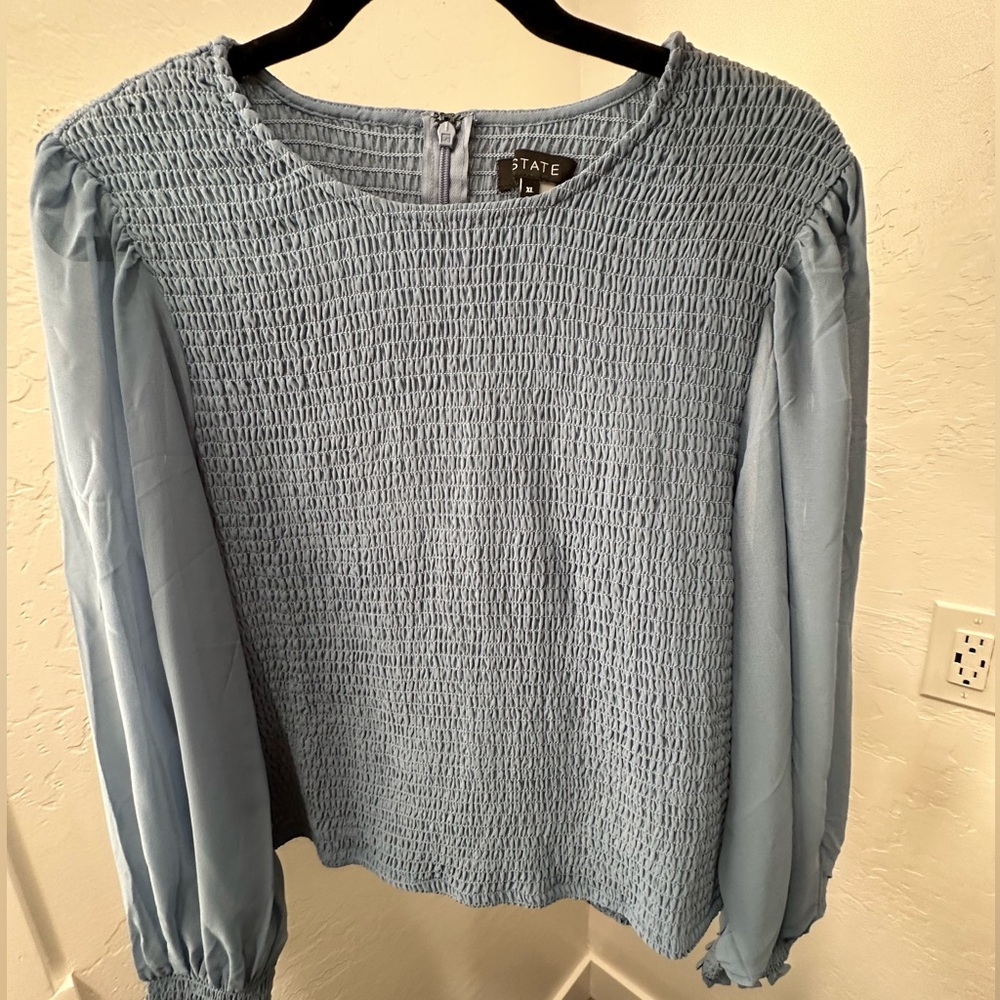 Nordstrom Powder Blue Smocked Blouse - Picture 7 of 14